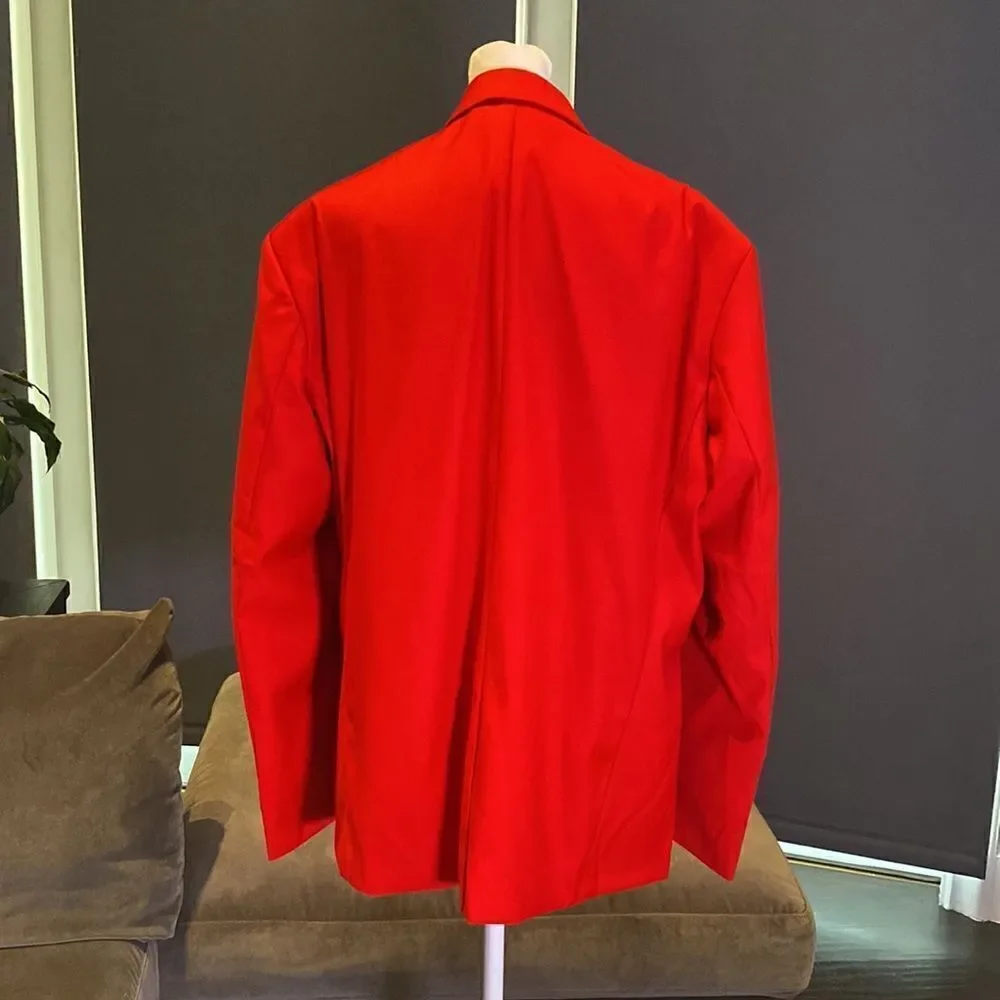 Men’s Mogu Red Suit Jacket Blazer One Button Notched Lapel Size 44 NWT